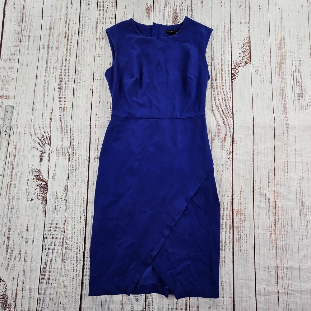 Banana Republic Cobalt Blue Sloan Fit Sleeveless Envelope Front Wrap Dress 8